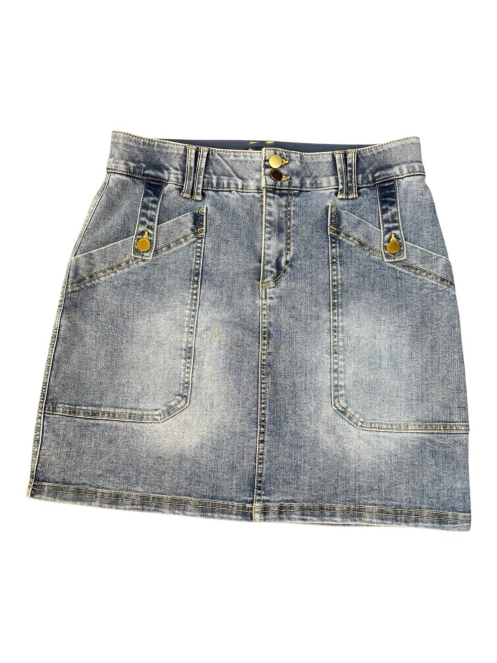 Democracy Light Blue Denim Mini Skirt, “Ab” solution slimming